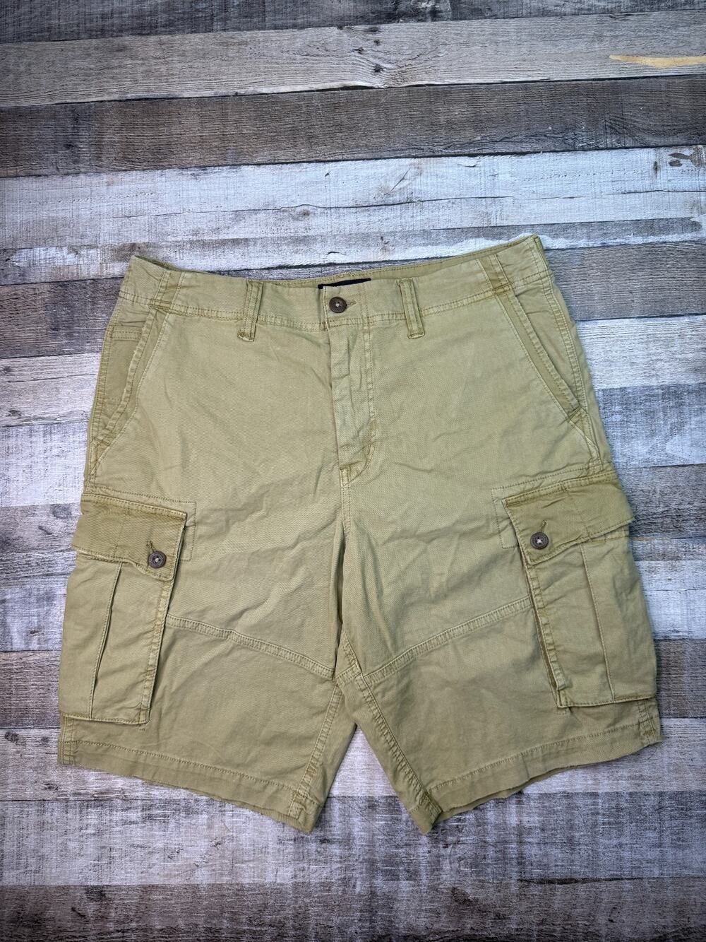 NEW American Eagle Cargo Shorts Mens 36 Khaki Next Level Flex Baggy Preppy Y2K